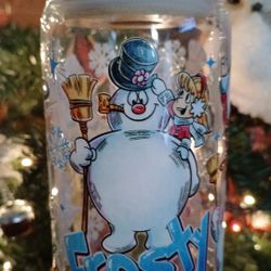 Christmas Frosty The Snow Man Glass Cup