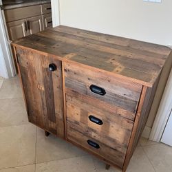 Wooden Drawer + Desk + Chair