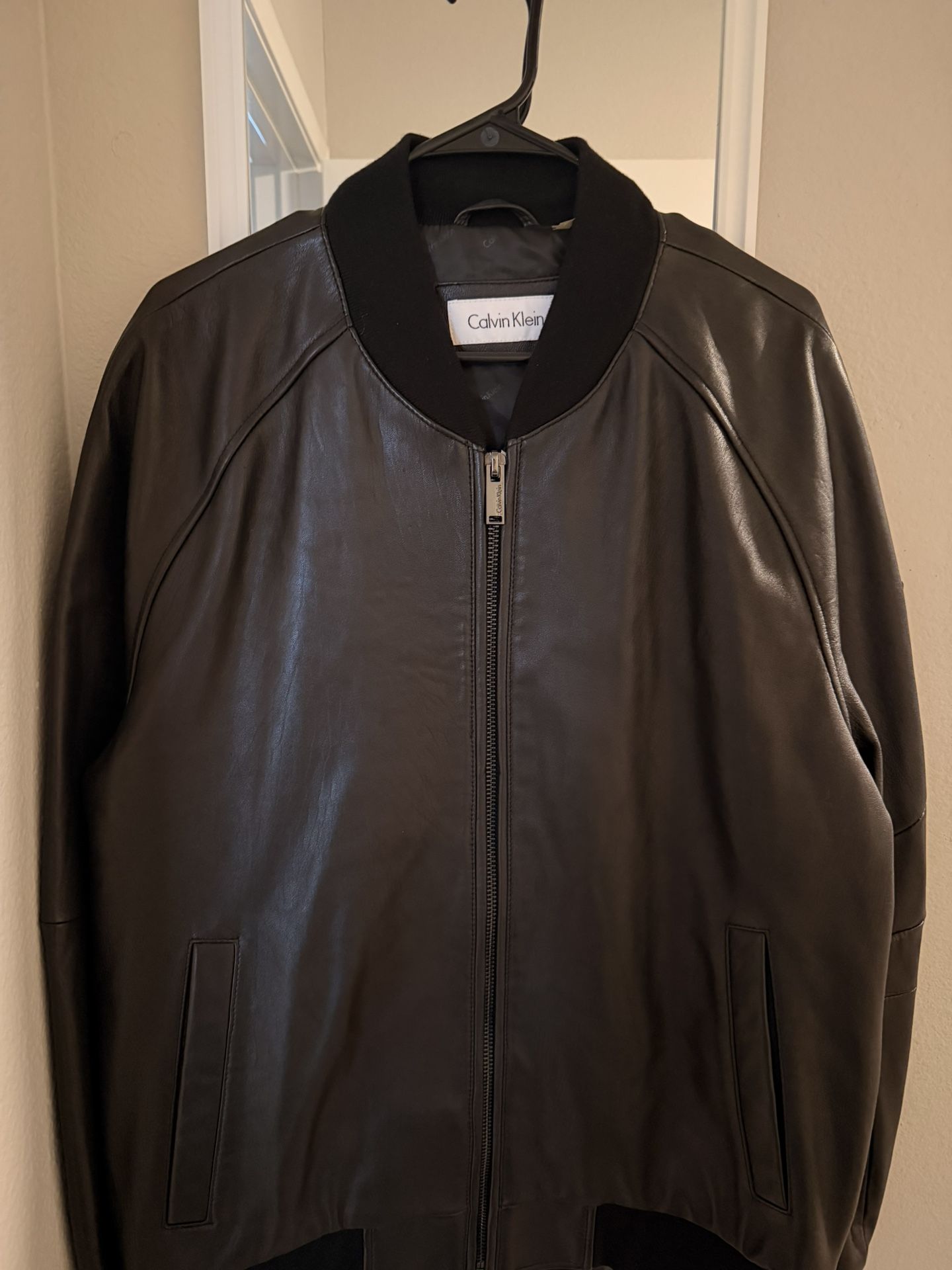 Calvin Klein Leather Bomber Jacket