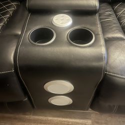 Reclining Loveseat With Bluetooth Speaker In Middle Of console