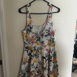 H&M White Floral Skater dress