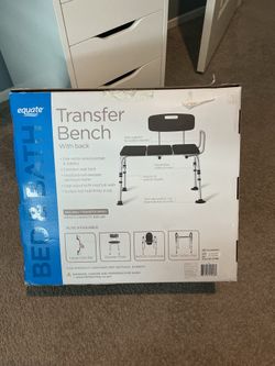 Brand new Equate Durable Transfer Bench with Back Rest, Shower Bench, Antimicrobial, Gray