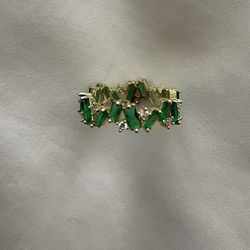 Emerald CZ Eternity Ring 18K Gold Plated 