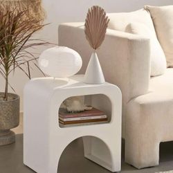 Urban Outfitters White Textured Side Table