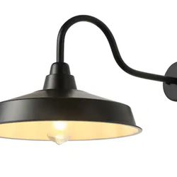 Modern 16 in. 1-Light Black Exterior Indoor/Outdoor HardwiredGooseneck Barn Light Fixture Industrial Wall Sconce