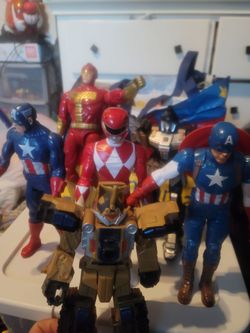CAPTIAN AMERICA, POWER RANGERS, TURBO MAN AND TRANFORMERS