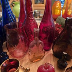 Red glass antique items