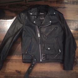 Wilson's Black Leather Motorcycle Jacket Moto Size Small