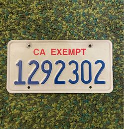California Exempt License Plate. CHP Police Fire State City Owned. CA Exempt