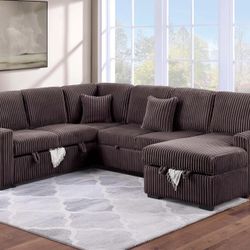 CHOCOLATE OR SMOKE CONVERTIBLE SECTIONAL SOFA 