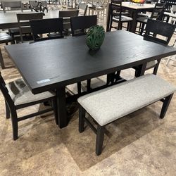 6PC Black Dining Table Set