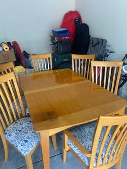 Wooden Dining Table with 6 chairs