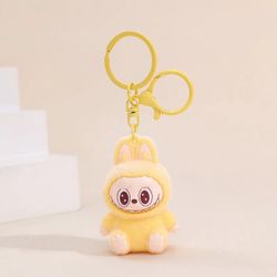 Labubu Doll Keychain - Fluffy Pvc Toy, Phone & Bag Charm, Christmas Gift Yellow