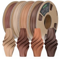 OVV3D Wood 3D Printer Filament Bundle, Wood PLA Filament 1.75mm Bundle, Add More Than 30% Real WoodFiber, Walnut, Oak, Cherry, Teak, 1.75 PLA Filament