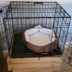 New 24" Dog Crate 2 Door Cat Cage With Black Bottom Tray Foldable Puppy Kennel Add A Bed $10-$15 New!  Jaula De Mascota 4th Of July Anxiety Pet Cage