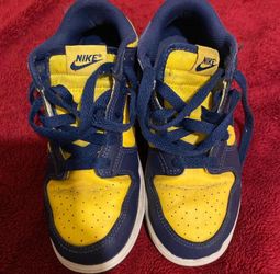 Yellow And Navy Nike Low Dunks Size 3 Kids 