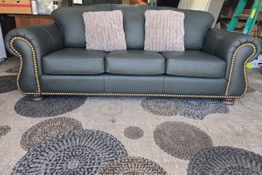 Forest Green Leather Couch