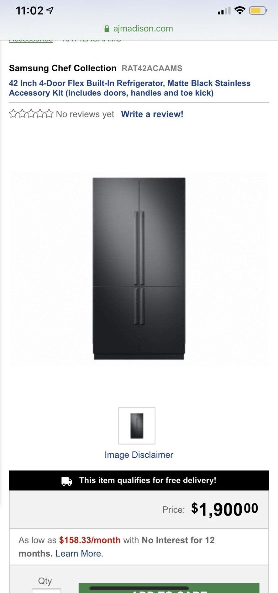 NEW Samsung 42 Chef Collection Built-in Refrigerator Matte Black Stainless Accessory Kit - RAT42ACAAMS 3PZ