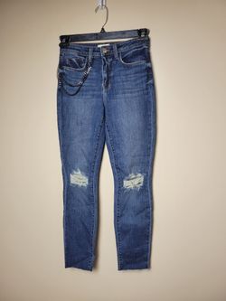 NWOT L'AGENCE Womens Luna Chain Detail Distressed Jeans Sz 25