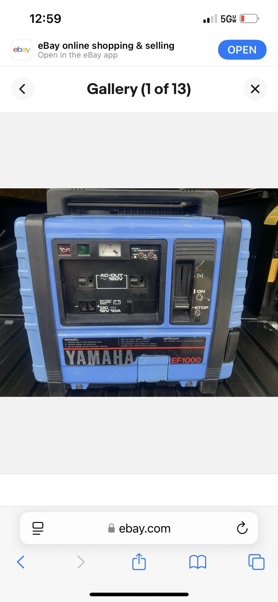Yamaha Ef1000 Generator
