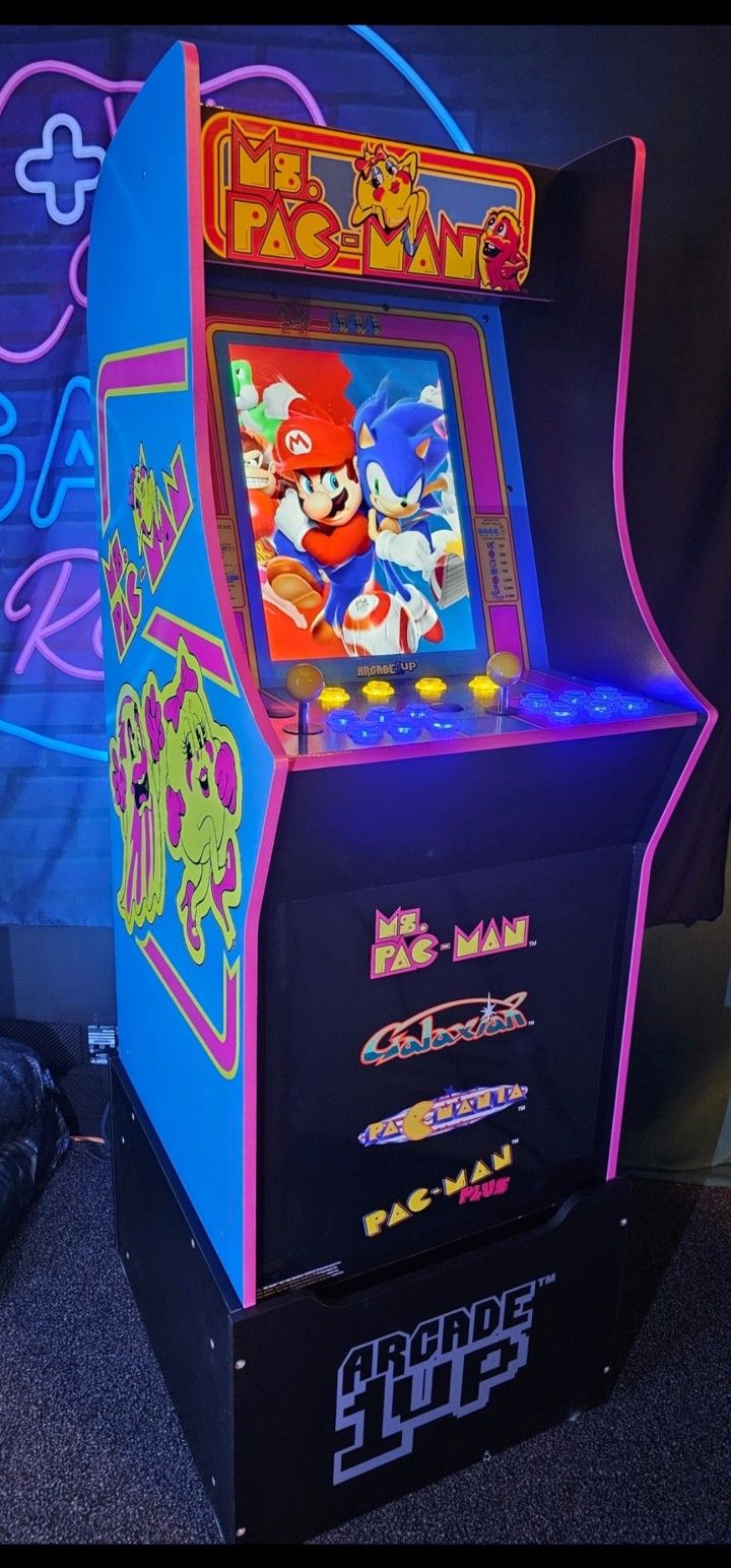 Retro Ms Pac Man Arcade1up Cabinet With Over 15,000 Video Games