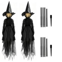 Halloween Light Up Holding Hands Witches Decorations, Outdoor Yard Garden Halloween Witch Stakes wi
