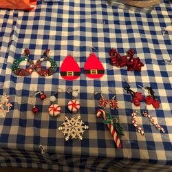 9 Pairs of Christmas Earrings & 2 Christmas Pendants $2. Ea.  