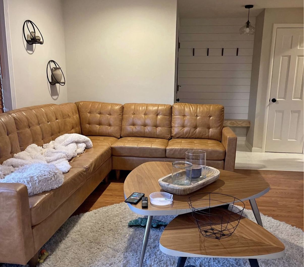 Faux Leather Sectional Couch