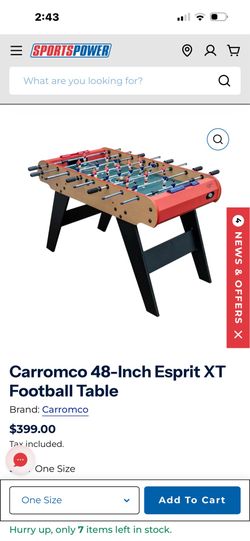 Carromco 48-Inch Esprit XT Football Table Brand new, box opened — never used.