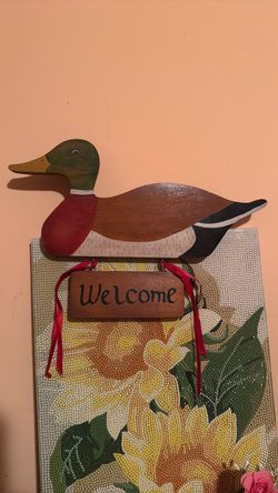 Wooden Mallard Duck Welcome Sign