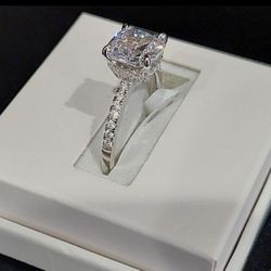 Diamond Simulant Cushion Cut Solitaire 925 Sterling Silver Engagement Ring (NWT) 6.02ctw