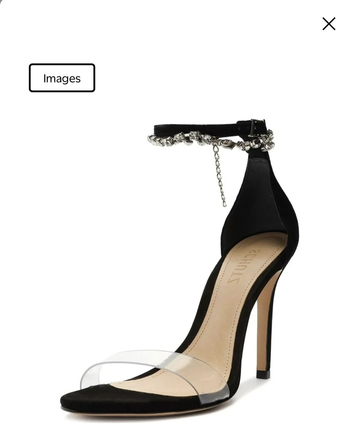 Schutz Lah Black Ankle Strap Clear Open Toe Stiletto Heeled Pumps Dress Sandals