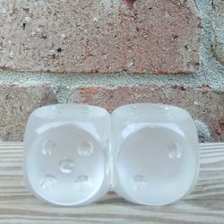 Vintage Frosted Glass Dice Paperweights/Figurines 