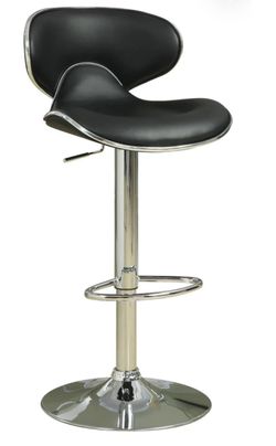 Bar stools Adjustable — Black/White /Chrome Set Of 2 