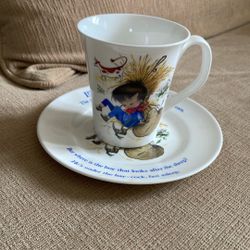 Vintage Bone China England “little boy blue” nursery rhyme cut and sauce set