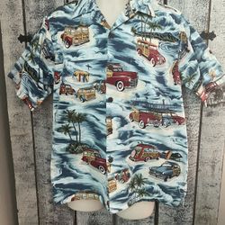 Go Barefoot Men’s Woody Hawaiian Shirt Size Medium