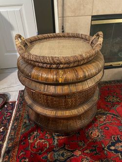 Rattan Storage Coffee/Side Round Table