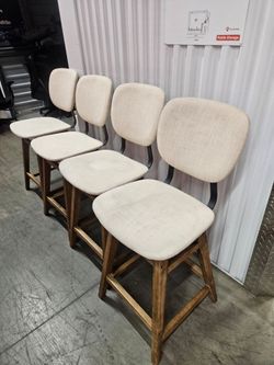 WHITE FABRIC COUNTER CHAIRS