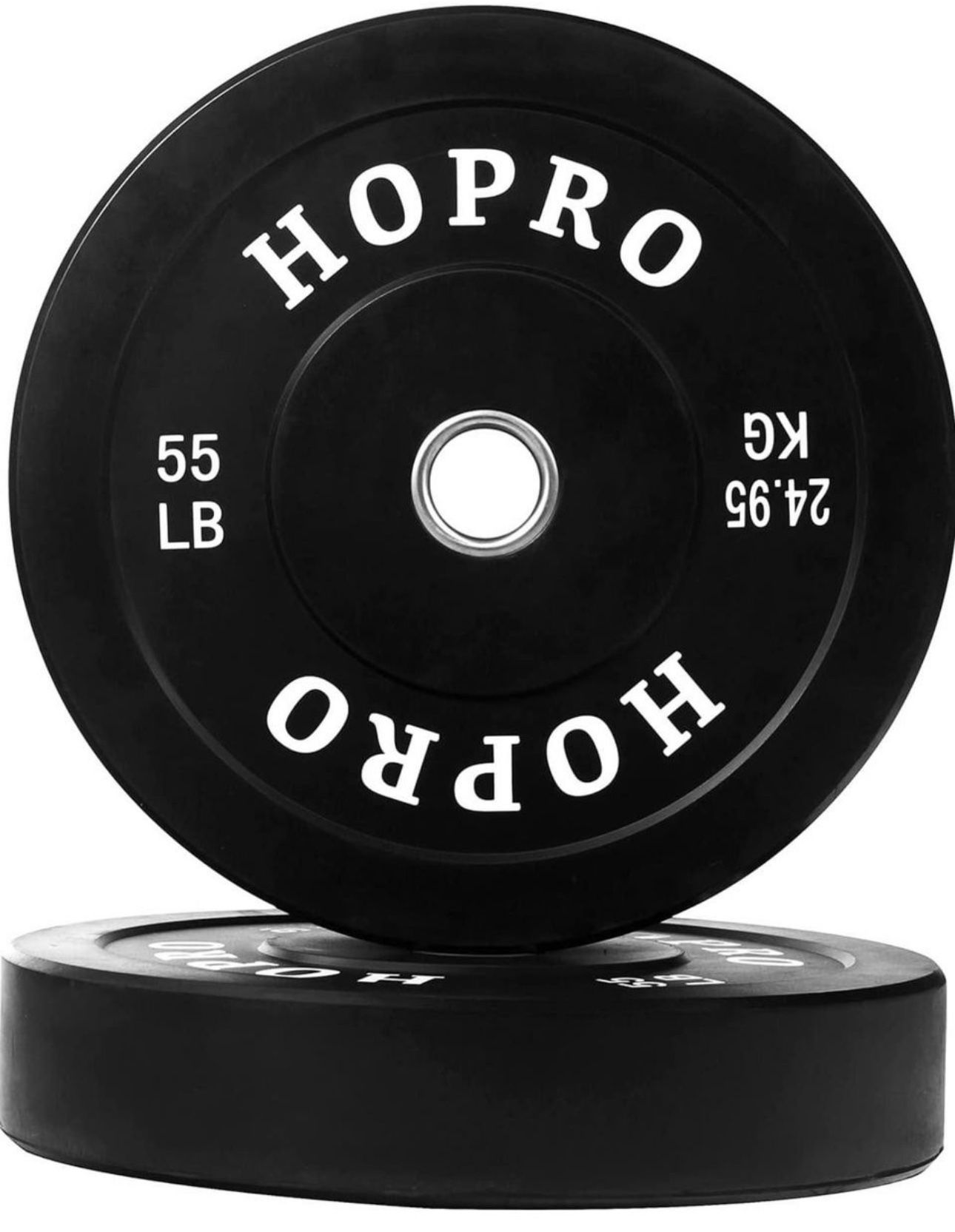 BalanceForm HOPRO Olympic Bumper Plate Weight Plate with Steel Hub, 55Lbs Plates