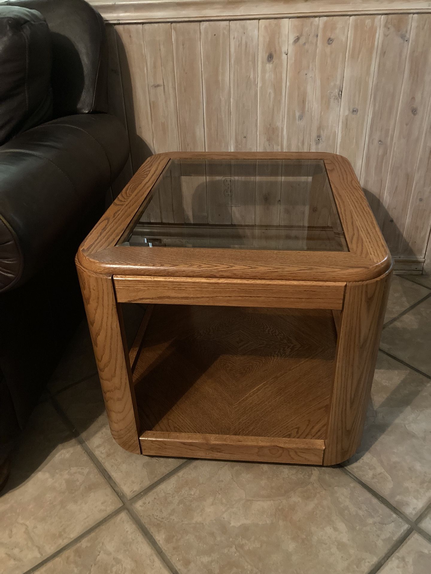 End Table-Oak & Glass-$45