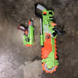 Two Nerf Zombie Strike Blasters, Brainsaw and Sidestrike Blaster