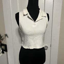 White Cropped Polo