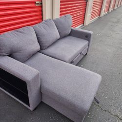 *Free delivery* L gray pull put bed couch side shelves storage unit usb charger need replacement