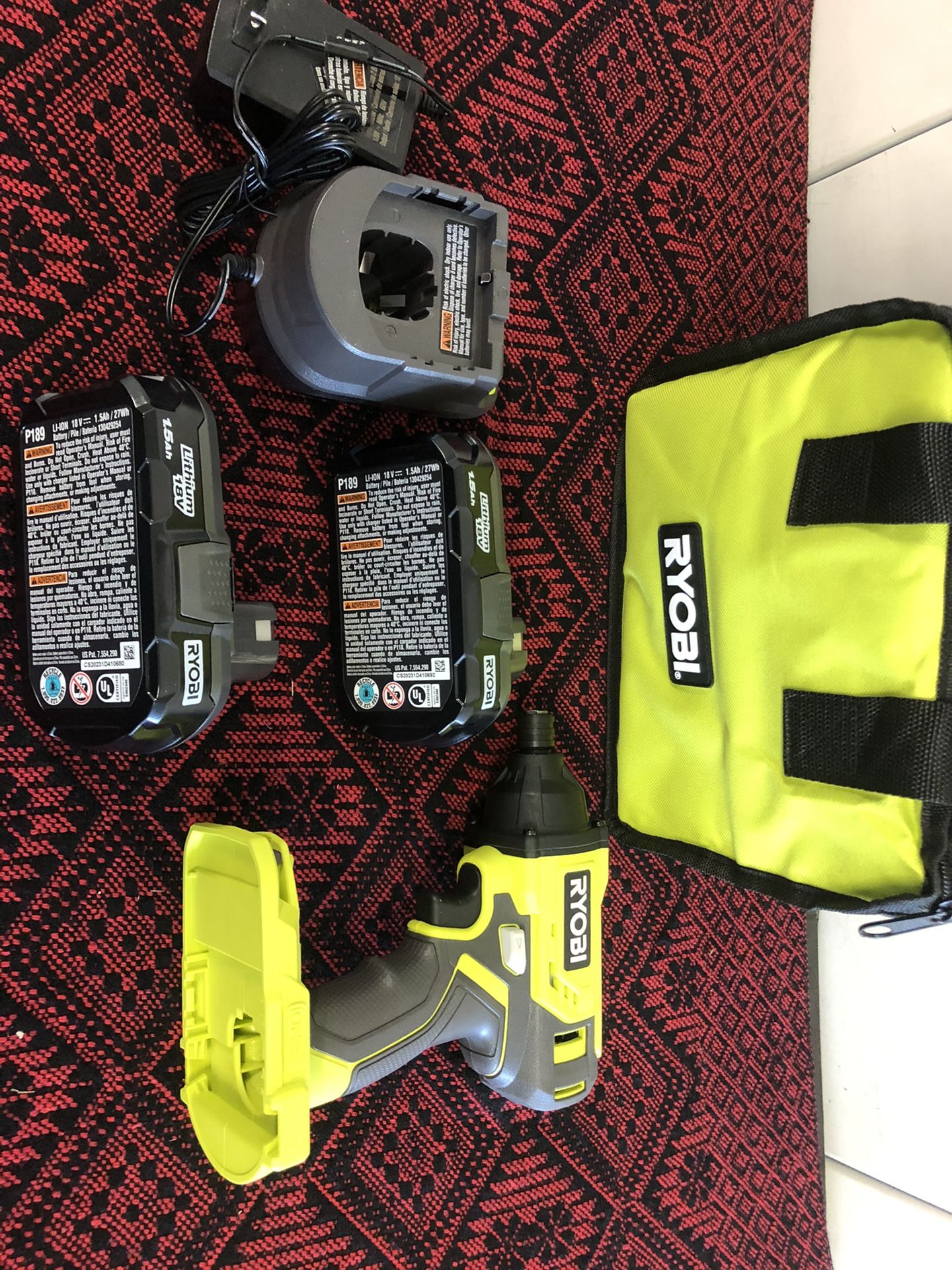 RYOBI 18 Volt ONE+ Lithium Ion Cordless 1/4 Impact Driver Kit