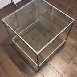 Metal Frame Glass Top End Table