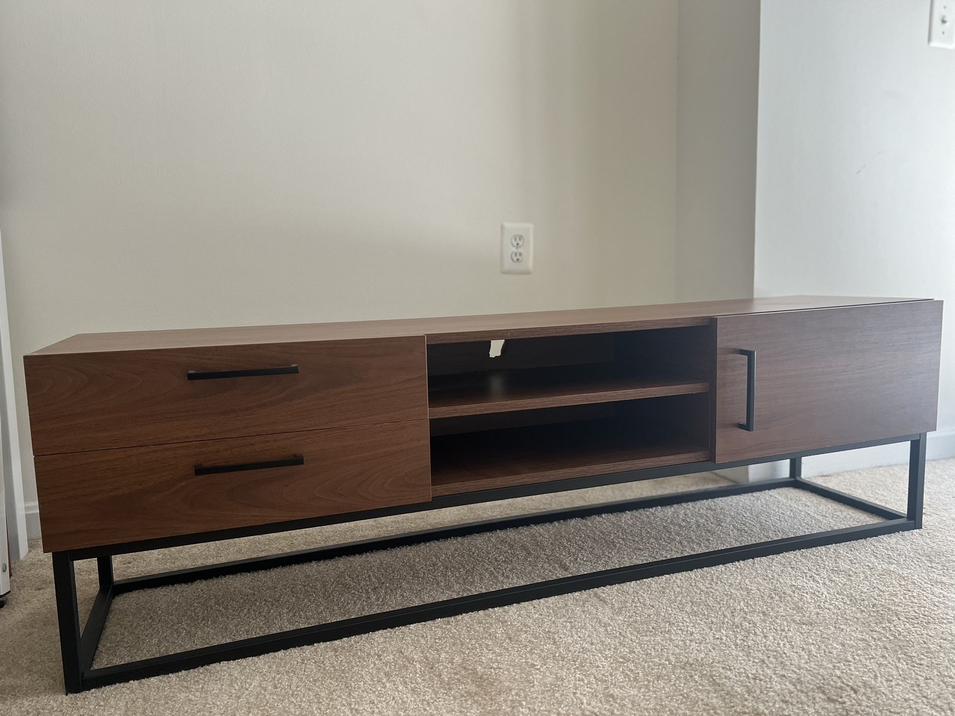 Modern TV Stand Living Room Gaming Storage Furniture with Drawers Cabinet Space Wood & Metal Console