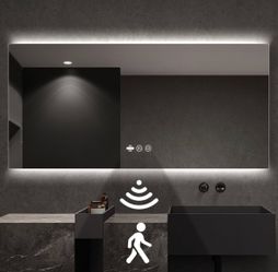 Nolsia 72 in. W x 36 in. H Large LED Bathroom Mirror, Top & Bottom Backlit