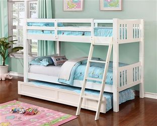 New! Ashmore Collection: Twin Over Twin (or Twin Over Full) Bunk Bed with Trundle (White or Espresso) $39 Down (NO CREDIT CHECK FINANCING)