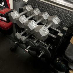 Dumbells 15, 30, 35 Adjustable Dumbell Rack