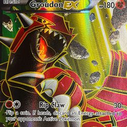 LIGHTLY/MODERATELY PLAYED Primal Clash #150/160 Groudon EX [ETCHED HOLO RARE!] ✨